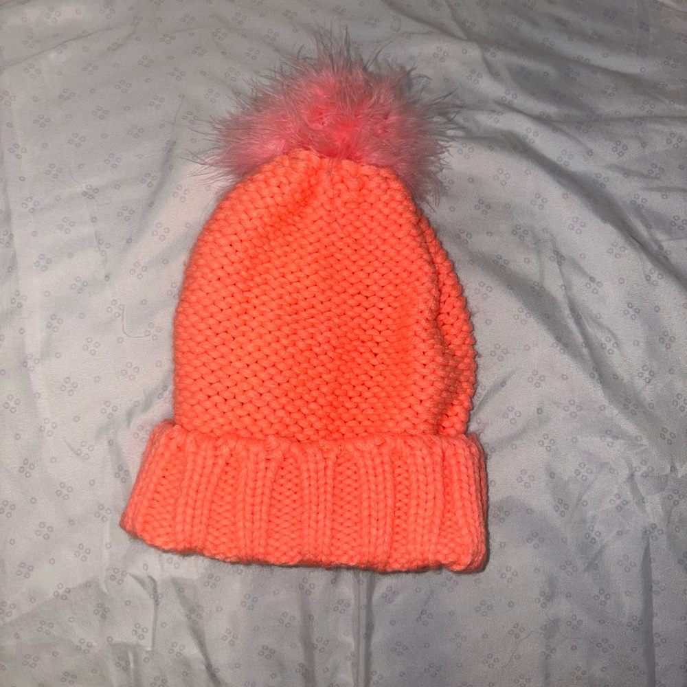 Merona Orange and Pink Knit Beanie Hat